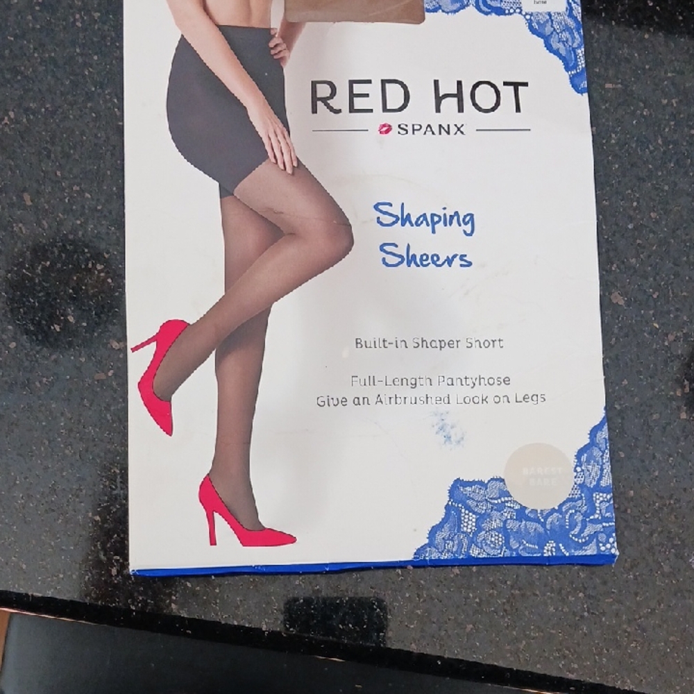 New In Beat Up Packaging Red Hot Spanx Shaping Sheers Full Length Pantyhose